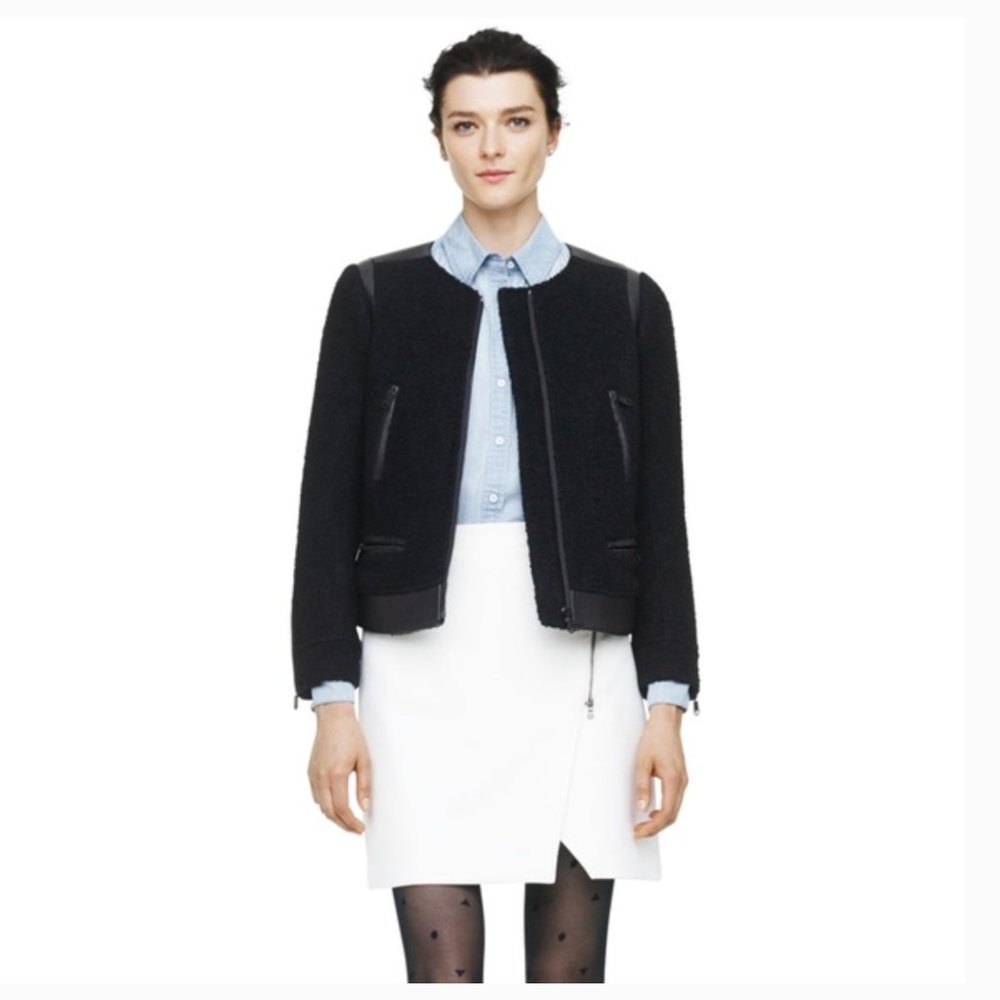 Club Monaco bouclé and leather jacket. Size 4
